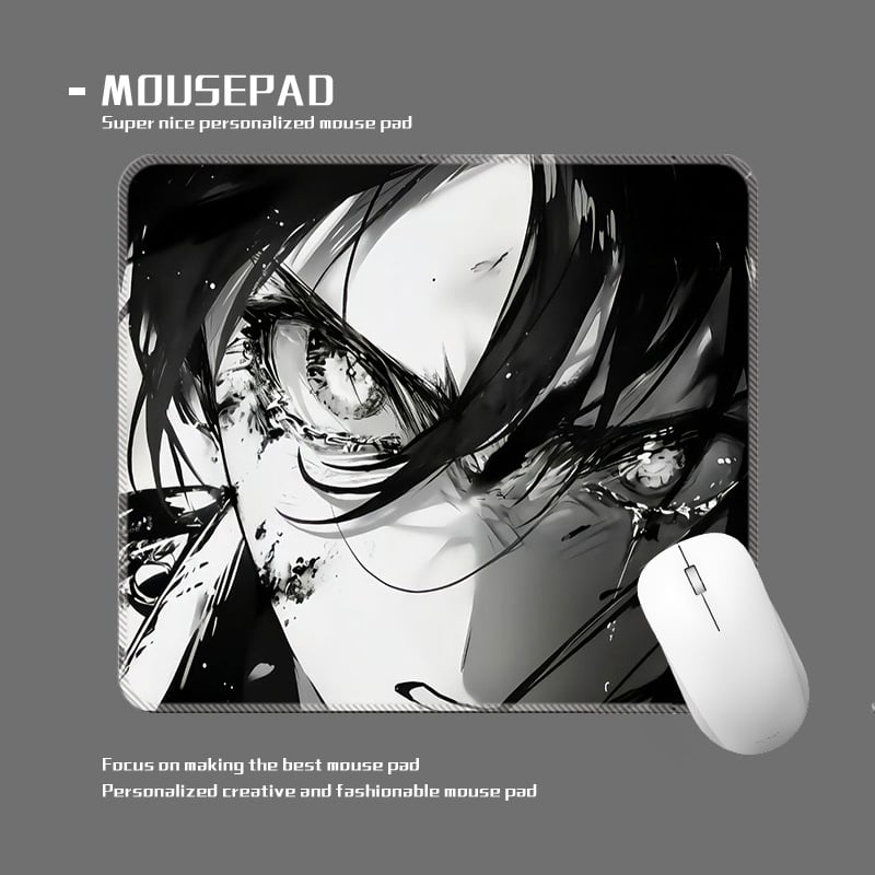 wkUK spēļu peli paliktnis, melnbalts anime dizains, neslīd, dabīgā gumija, vienpusējs, karstā pārneses drukāšana, pielāgojams pēc attēla vai parauga