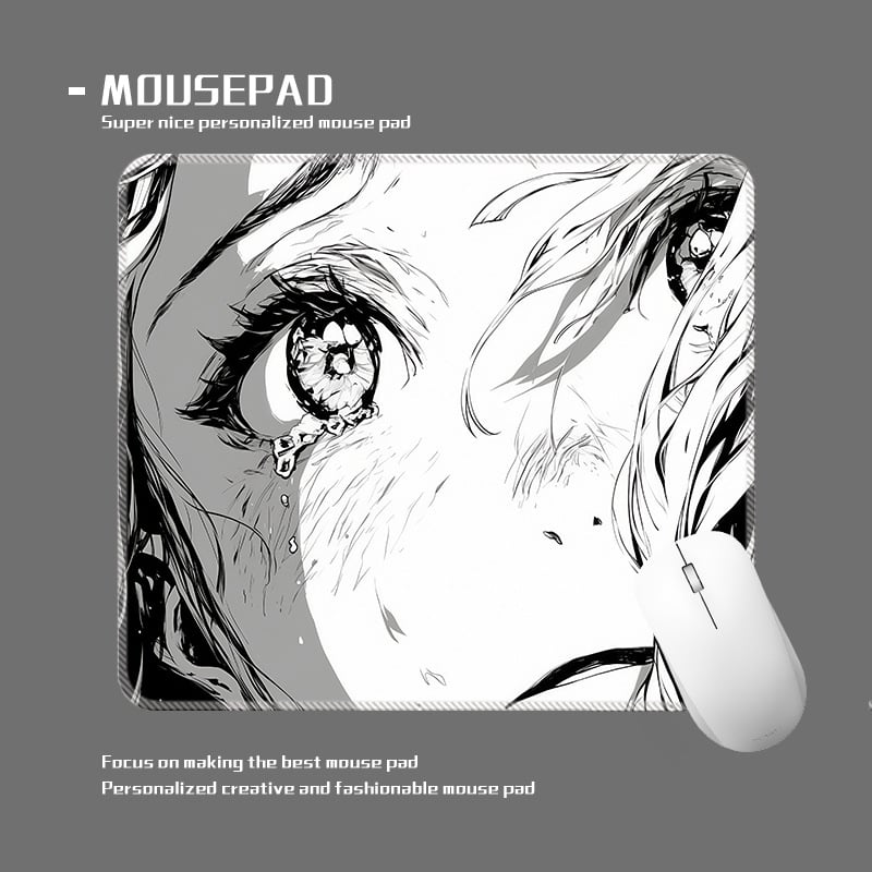 wkUK spēļu peli paliktnis, melnbalts anime dizains, neslīd, dabīgā gumija, vienpusējs, karstā pārneses drukāšana, pielāgojams pēc attēla vai parauga