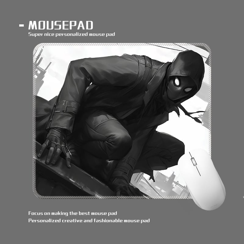 wkUK spēļu peli paliktnis, melnbalts anime dizains, neslīd, dabīgā gumija, vienpusējs, karstā pārneses drukāšana, pielāgojams pēc attēla vai parauga