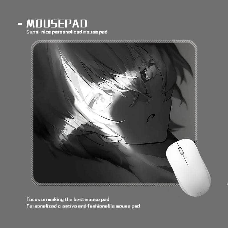 wkUK spēļu peli paliktnis, melnbalts anime dizains, neslīd, dabīgā gumija, vienpusējs, karstā pārneses drukāšana, pielāgojams pēc attēla vai parauga