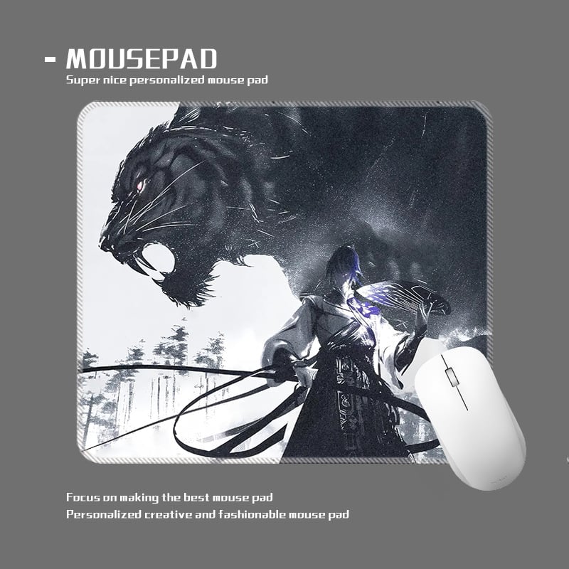 wkUK spēļu peli paliktnis, melnbalts anime dizains, neslīd, dabīgā gumija, vienpusējs, karstā pārneses drukāšana, pielāgojams pēc attēla vai parauga