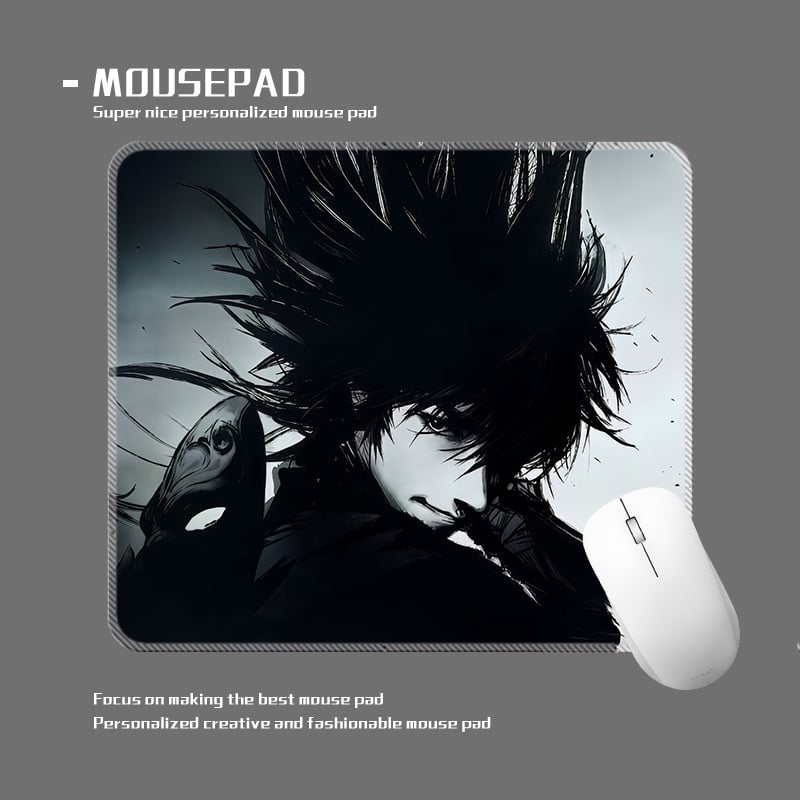 wkUK spēļu peli paliktnis, melnbalts anime dizains, neslīd, dabīgā gumija, vienpusējs, karstā pārneses drukāšana, pielāgojams pēc attēla vai parauga