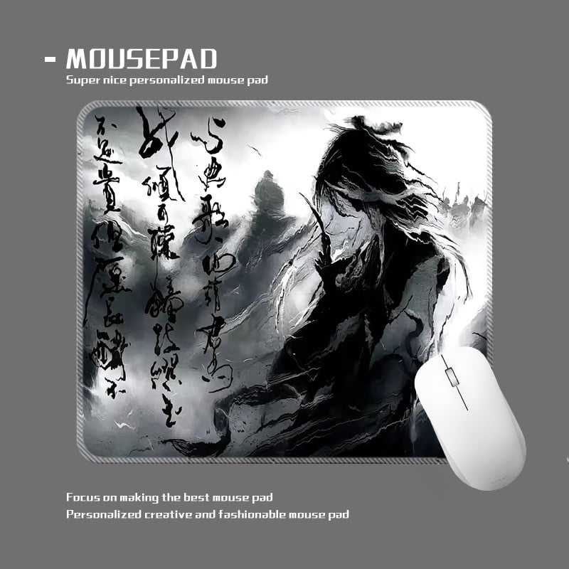 wkUK spēļu peli paliktnis, melnbalts anime dizains, neslīd, dabīgā gumija, vienpusējs, karstā pārneses drukāšana, pielāgojams pēc attēla vai parauga