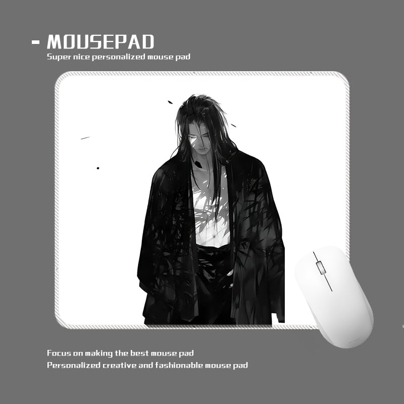 wkUK spēļu peli paliktnis, melnbalts anime dizains, neslīd, dabīgā gumija, vienpusējs, karstā pārneses drukāšana, pielāgojams pēc attēla vai parauga