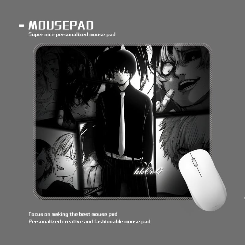 wkUK spēļu peli paliktnis, melnbalts anime dizains, neslīd, dabīgā gumija, vienpusējs, karstā pārneses drukāšana, pielāgojams pēc attēla vai parauga