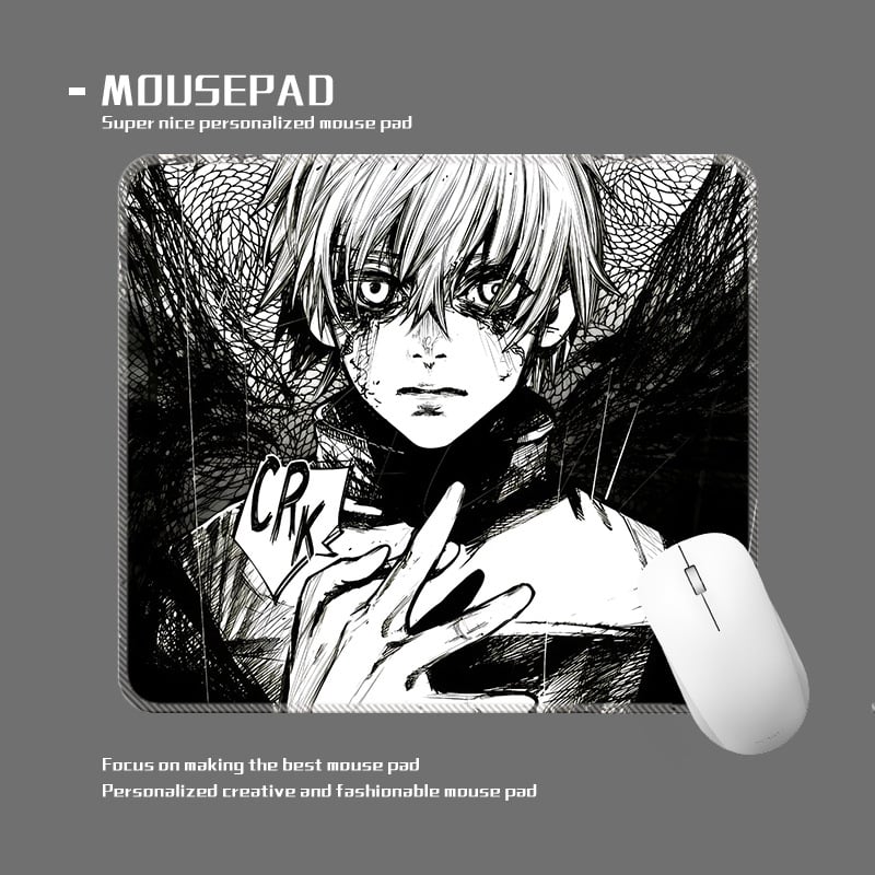 wkUK spēļu peli paliktnis, melnbalts anime dizains, neslīd, dabīgā gumija, vienpusējs, karstā pārneses drukāšana, pielāgojams pēc attēla vai parauga