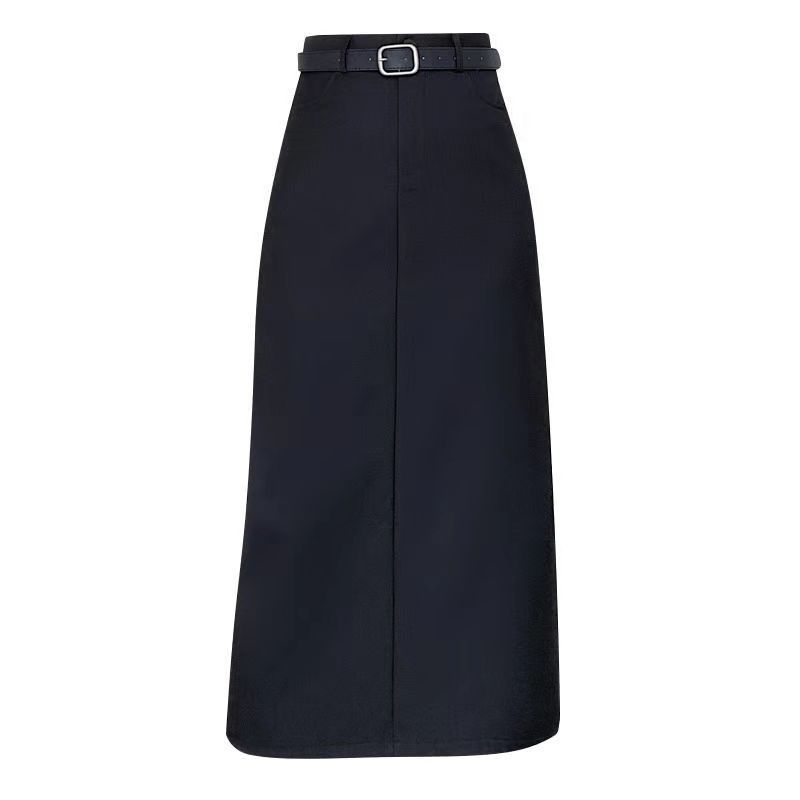 Пола A-line midi с висока талия, драпирана кройка и цепка, полиестер