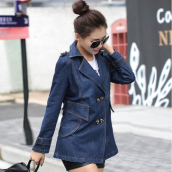 Ženski džins kaput, otisak, pamuk, gradski commuter stil