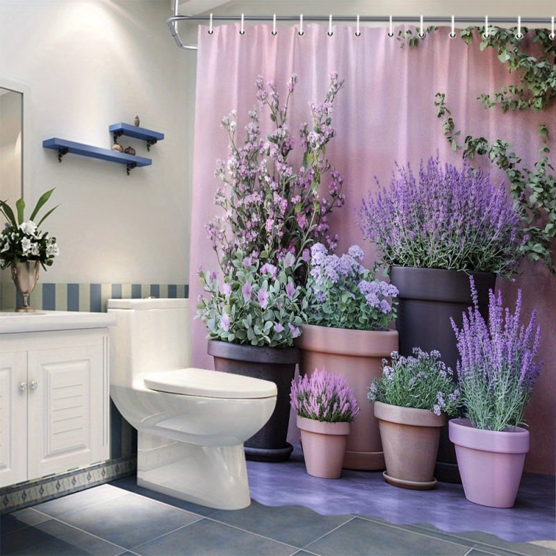 Душ завеса от полиестер, модерен стил, машино пране, персонализация по чертежи, възможност за печат на лого