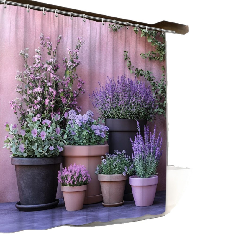 Душ завеса от полиестер, модерен стил, машино пране, персонализация по чертежи, възможност за печат на лого