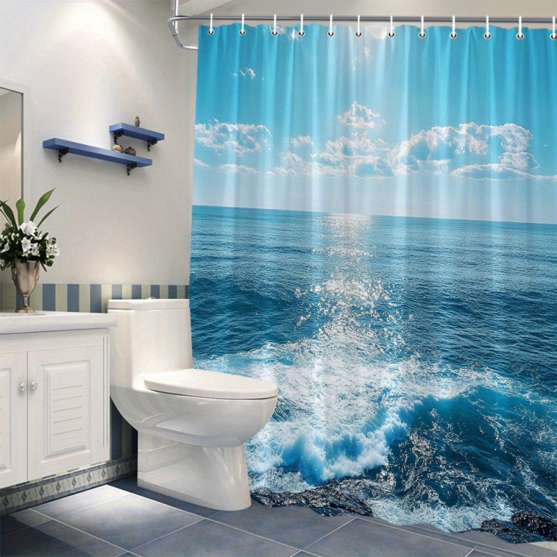 Душ завеса от полиестер, модерен минималистичен стил, възможност за печат на лого, персонализиране според чертежи.