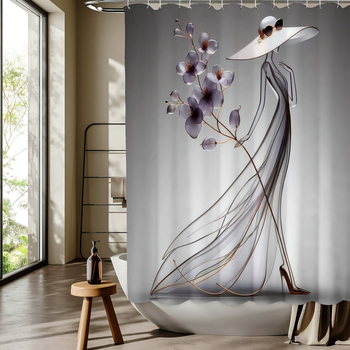 Душ завеса – полиестер, модерен минималистичен стил, възможност за добавяне на лого, персонализирана според чертежи