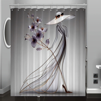 Душ завеса – полиестер, модерен минималистичен стил, възможност за добавяне на лого, персонализирана според чертежи