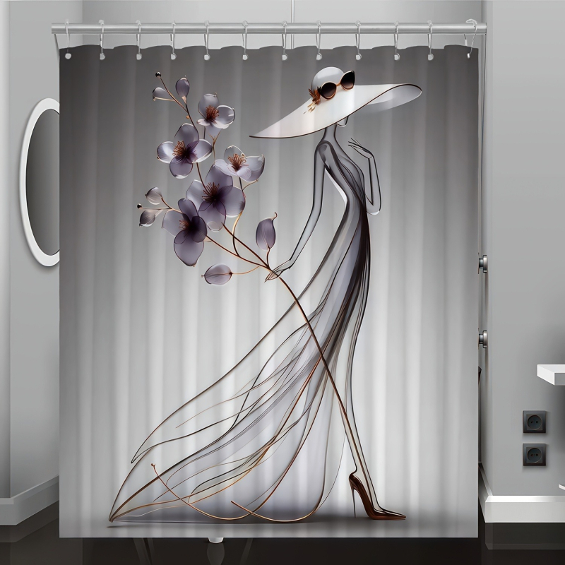 Душ завеса – полиестер, модерен минималистичен стил, възможност за добавяне на лого, персонализирана според чертежи