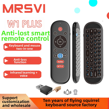 Lietajúce myš W1 Plus – bezdrôtové pripojenie s USB prijímačom, 1600dpi senzor, gyroskop, IR učenie, podsvietené diaľkové ovládanie