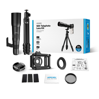 APEXEL T30X/T50X mobilný teleobjektív pre smartfóny, univerzálna kompatibilita, 50x zoom pre vonkajšie snímanie