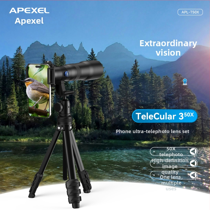 APEXEL T30X/T50X mobilný teleobjektív pre smartfóny, univerzálna kompatibilita, 50x zoom pre vonkajšie snímanie