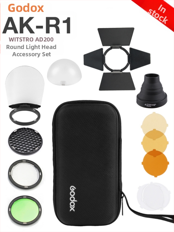 God Cow AK-R1 AD200 Šviesos priedų komplektas: minkštas šviesos difuzorius, spalvų filtrai, bičių korio grotelės, spindulio vamzdelis