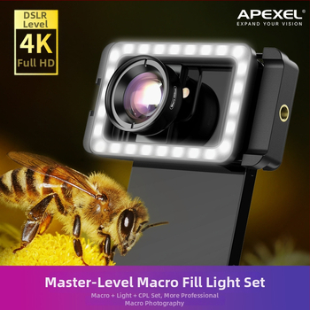 APEXEL 100 mm mobilný makro objektív na fotografovanie šperkov, vonkajší širokouhlý objektív, univerzálna kompatibilita so smartfónmi, model CM-HB100CPL