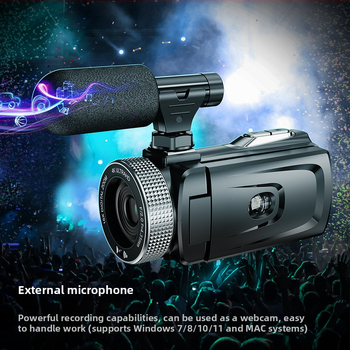 Profesionali vaizdo kamera su pasukamu ekranu, 18x optinis priartinimas, CMOS jutiklis, 1080p, nuotolinis valdymas