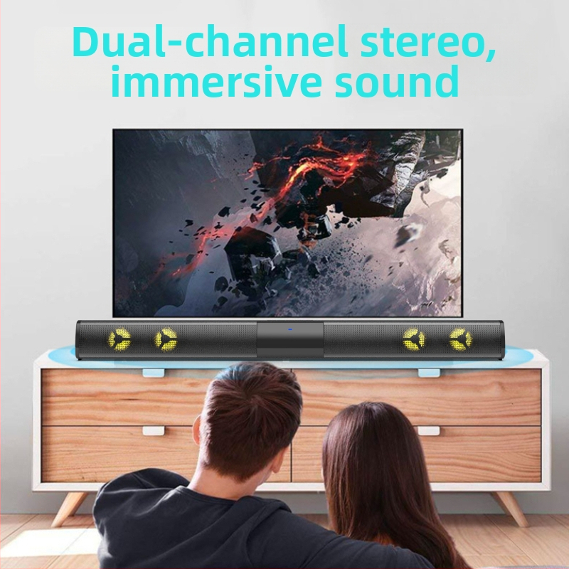 Bluetooth soundbar s RGB podsvietením pre TV/PC – 4 reproduktory, 20W, Bluetooth 5.0, 20Hz-20kHz, SNR ≥95dB