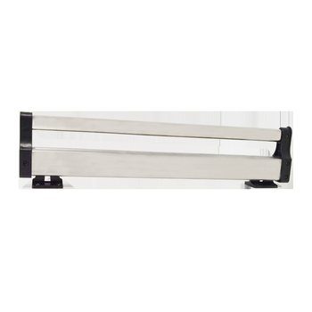 Telescopická tyč na oblečenie do šatní, hornej montáž, vertikálny skladovací rám s háčikmi; materiály: studená valcovaná oceľ, nerezová oceľ, ABS plast; model 01; štýl: moderná jednoduchosť