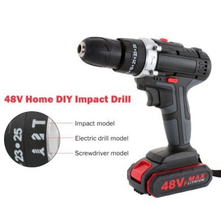 Bezdrôtový vŕtací set s kladivom a skrutkovačom – kefový motor, dobíjateľná lítiová batéria, regulácia rýchlosti na prvom stupni, dopredu a vzad, vhodné na utiahnutie skrutiek a vŕtanie do plastu