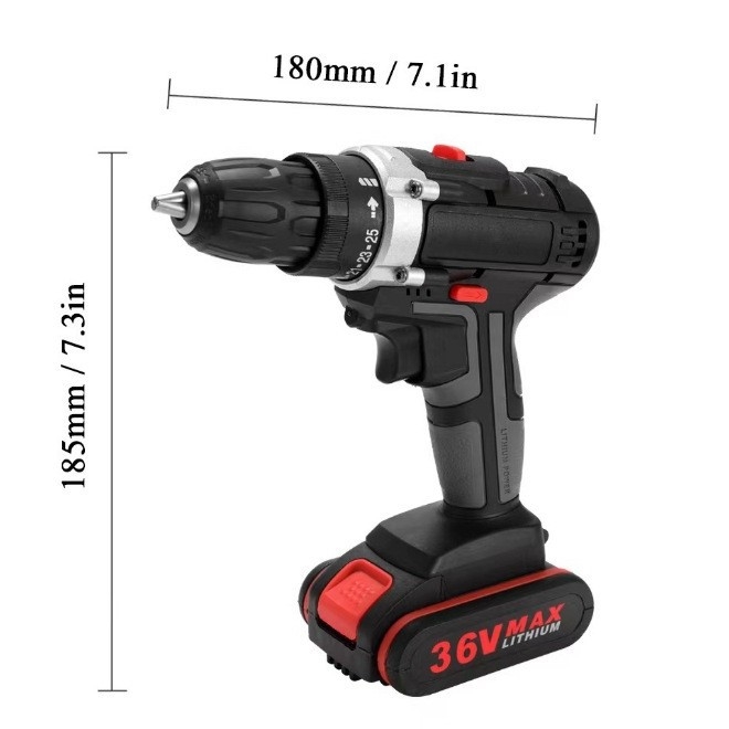 Bezdrôtový vŕtací set s kladivom a skrutkovačom – kefový motor, dobíjateľná lítiová batéria, regulácia rýchlosti na prvom stupni, dopredu a vzad, vhodné na utiahnutie skrutiek a vŕtanie do plastu
