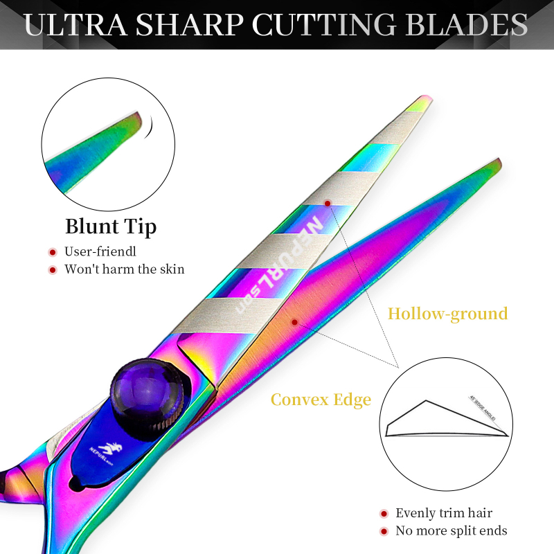 Sada kaderníckych nožníc so oceľovými čepeľami – vrátane cestovnej tašky