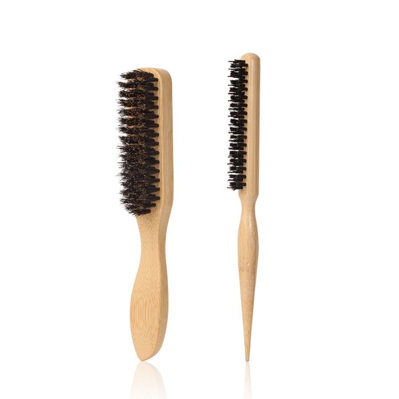 Szakáll- és hajkefés készlet boar sörtékkel, nyelek bambuszból, lótuszfa és bükkből; tartalmaz farokkefét