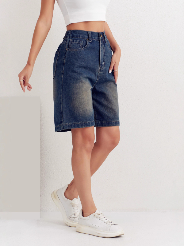 Dámske džínsy z denimu, plus-size, vysoký pás, široké nohavice, Five-Point dĺžka, distressed