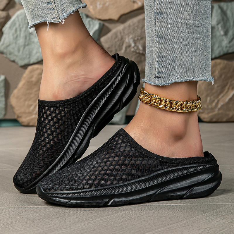 Pánske mules s uzavretým nosom, voľnočasový štýl, horná časť z sieťoviny, EVA podrážka, proces studeného lepenia, jeseň 2024