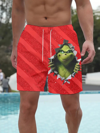 Vyrų vasarinės paplūdimio šortai su 3D spauda tinklinio audinio (50% poliesterio), kasdieninis skaitmeninis spaudas