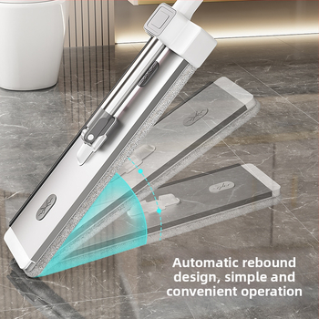 Ploché mop pre domáce použitie s ultrajemnou vlákninou, nerezová rukoväť, dvojité pohony, 90–100% dehydratácia