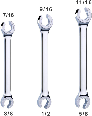 Aikool 3-dielny dvojstranný SAE flare nut kľúč set