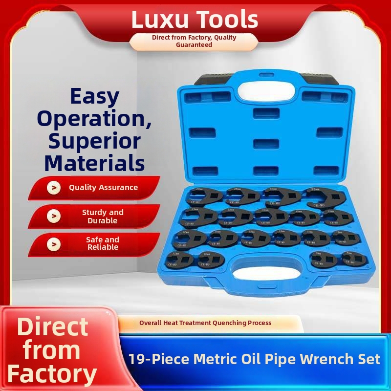 Luxu 19-dielny Crowfoot kľúč set Jumbo, 3/8 in a 1/2 in pohon, No.45 oceľ