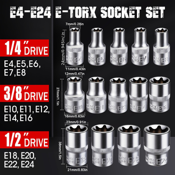 14-dielny hviezdicový súpravový set z chróm-vanádiovej ocele, pre automobilové použitie