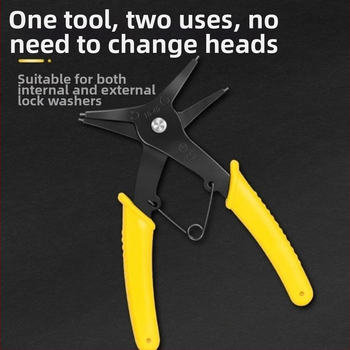 Quansheng dvojfunkčné kliešte na Circlip pre vnútorné a vonkajšie klipsy, 90° hlava, vymeniteľná hlava