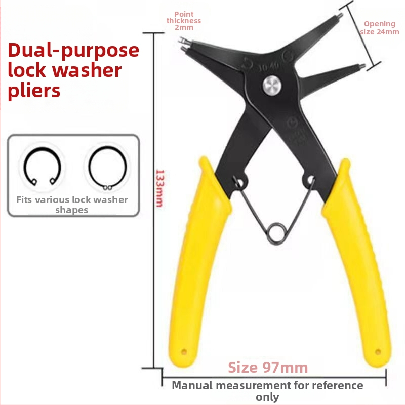 Quansheng dvojfunkčné kliešte na Circlip pre vnútorné a vonkajšie klipsy, 90° hlava, vymeniteľná hlava