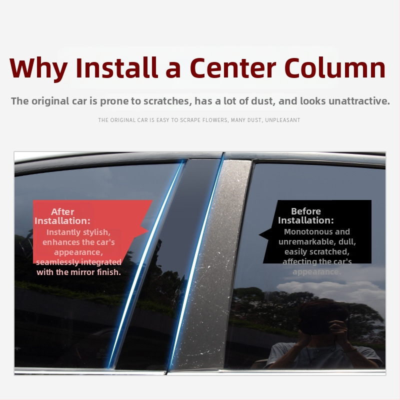 Automobilio lango apdaila su PC veidrodiniu centrinio stulpo lipduku – Oakford, PC plastikas, be pritaikymo