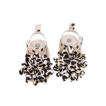 Detské sandále 12–36 mesiacov: leopardí vzor s kvetmi, priedušný vršok, zapínanie na suchý zips, mäkká textilná podrážka