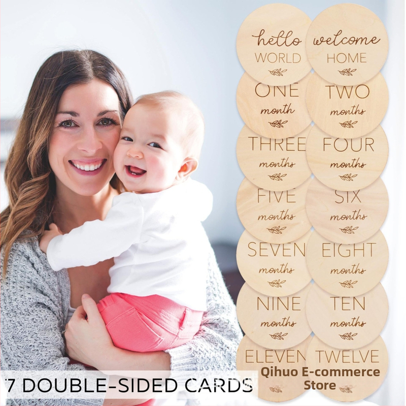 Drevená kartička pre míľnik dieťaťa — zaznamenávanie rastu, ozdoba, moderný jednoduchý štýl