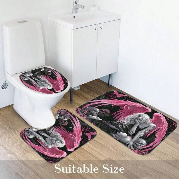 Štvordielny kúpeľňový set s protišmykovou podložkou, sprchovým závesom, podložkou na kryt záchodu a podlahovou rohožou; polyester; moderný minimalistický štýl; tlačený vzor; vlastné logo tlač; spracovanie na objednávku; kód produktu sheinwj-25-7-27