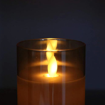 Elektronická LED sviečka, cylindrického tvaru, parafínový vosk, ručne vyrobená, s tlačeným logom