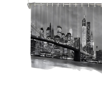 Kupaonska zavjesa od poliestera s motivom gradske nočne scene, strojno pranje, moderan stil, mogućnost logotipa, prilagodljivo prema crtežima