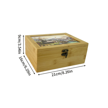Šesťpriehradová bambusová krabica na usporiadanie čaju, kávy, pochúťok a šperkov, 45L kapacita, tlač loga, moderný minimalistický štýl