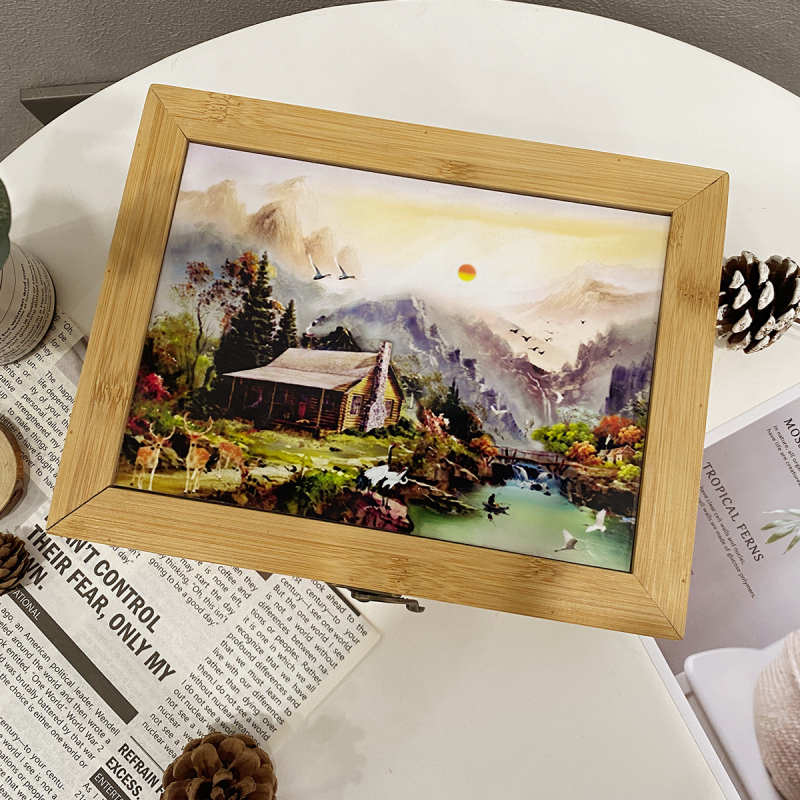 Šesťpriehradová bambusová krabica na usporiadanie čaju, kávy, pochúťok a šperkov, 45L kapacita, tlač loga, moderný minimalistický štýl