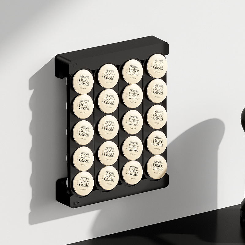 Ράφι καψουλών καφέ - μαγνητικό, τοίχου, χωρίς διάτρηση, πλαστικό, μοντέρνο μινιμαλιστικό στυλ