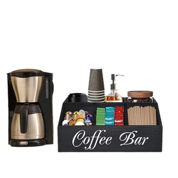 Drevená stolová skrinka na kávu s rozdelenými priečinkami, prispôsobiteľná, tlač loga k dispozícii