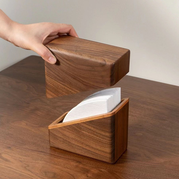 Дървена настолна кутия за филтри за кафе, с магнитно затваряне и защита от прах, модерен минималистичен дизайн